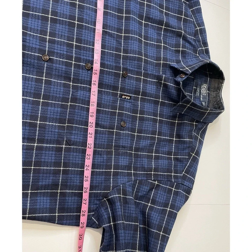 Vtg Polo Ralph Lauren Mens Barlowe Button Up Shirt Size XL Plaid Wool 90s Grunge